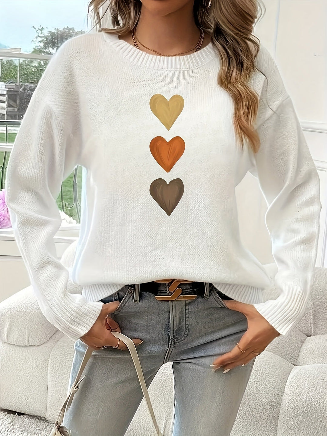 Madelyn - Elegant Geometric Heart Sweater