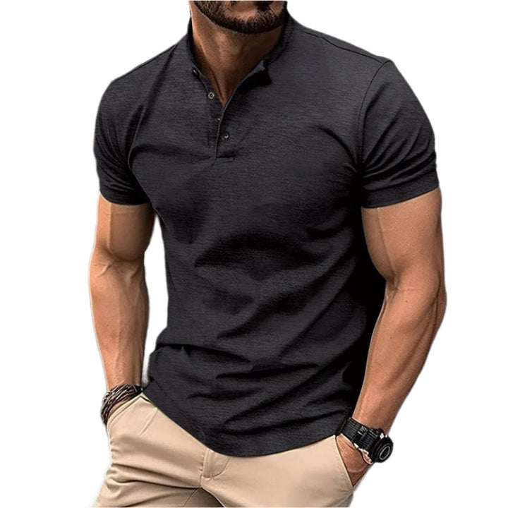 Men’s Fitted Stretch Polo Shirt | Button Placket | Short Sleeve Athletic Fit