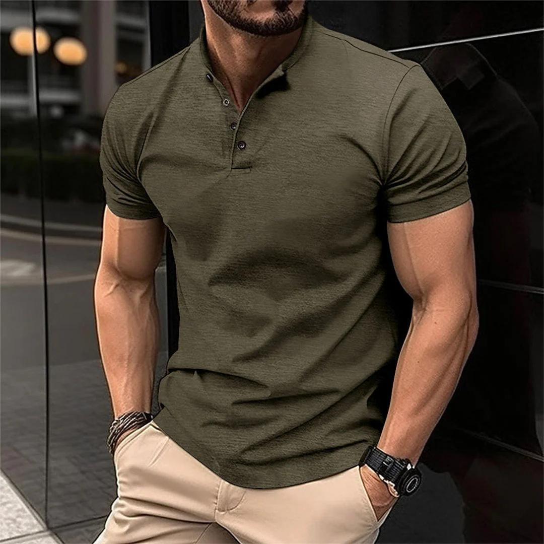 Men’s Fitted Stretch Polo Shirt | Button Placket | Short Sleeve Athletic Fit