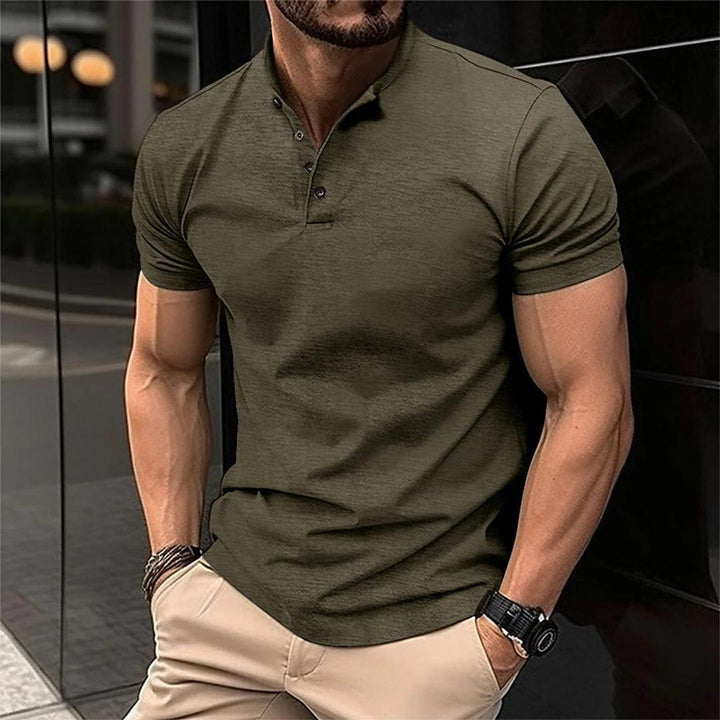 Men’s Fitted Stretch Polo Shirt | Button Placket | Short Sleeve Athletic Fit