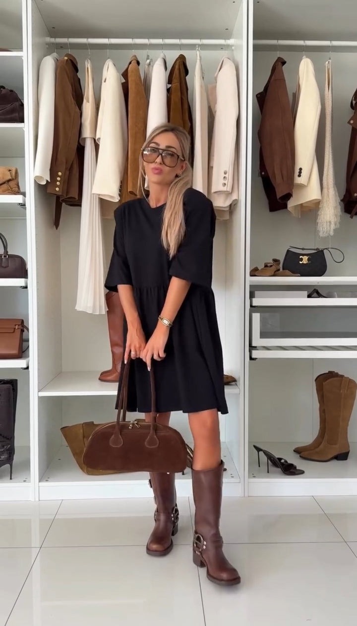 Elandra - Robe midi élégante à manches courtes 