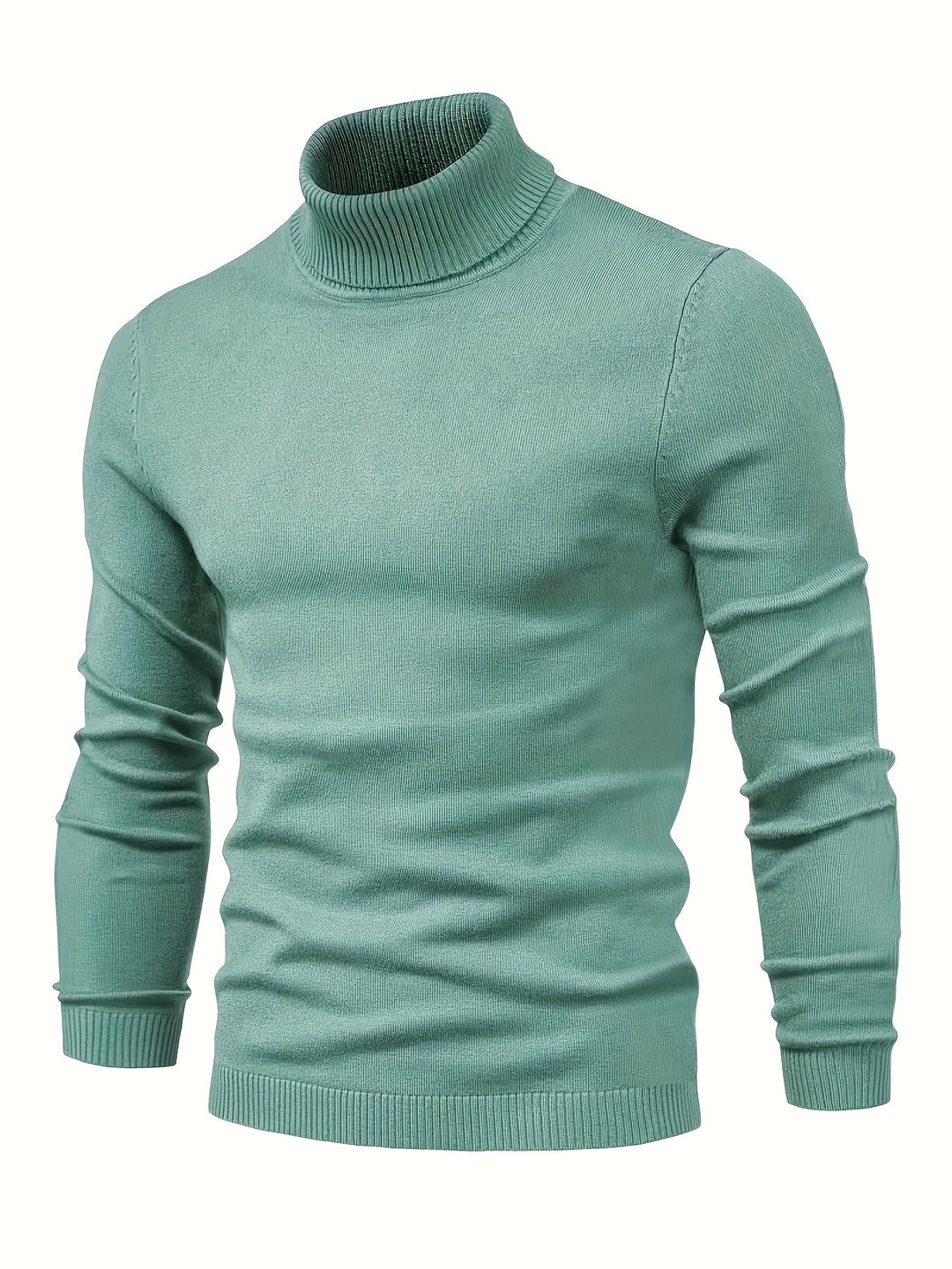 Men's Slim Fit Turtleneck Sweater | Ribbed Cuffs & Hem | Lightweight Fall Layer