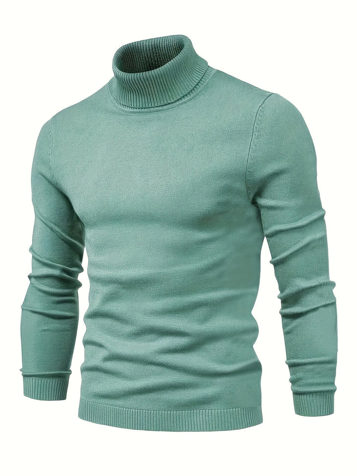 Men's Slim Fit Turtleneck Sweater | Ribbed Cuffs & Hem | Lightweight Fall Layer