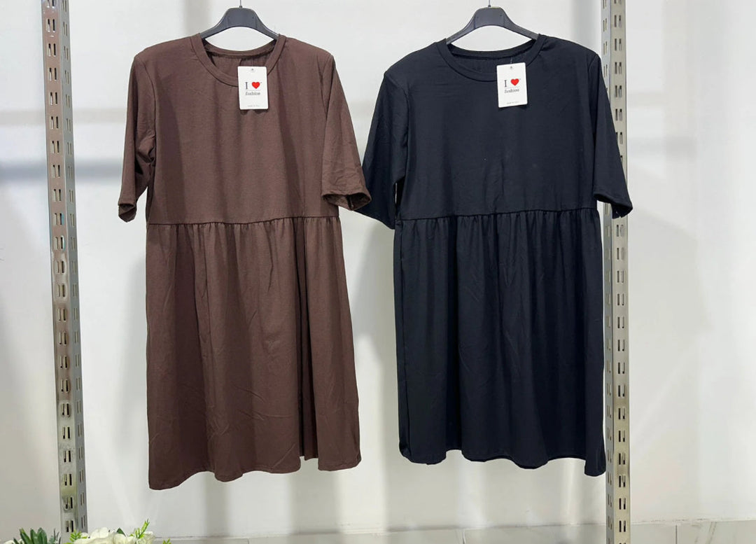 Elandra - Robe midi élégante à manches courtes 