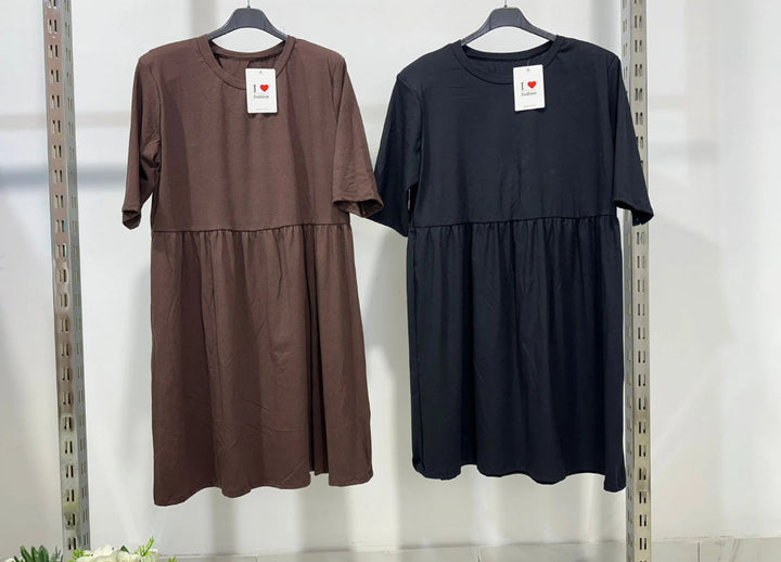 Elandra - Robe midi élégante à manches courtes 