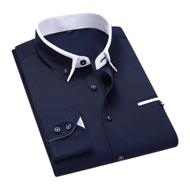 Men’s Dress Shirt | Long Sleeve Button-Up with Contrast Collar | Formal Casual Canada