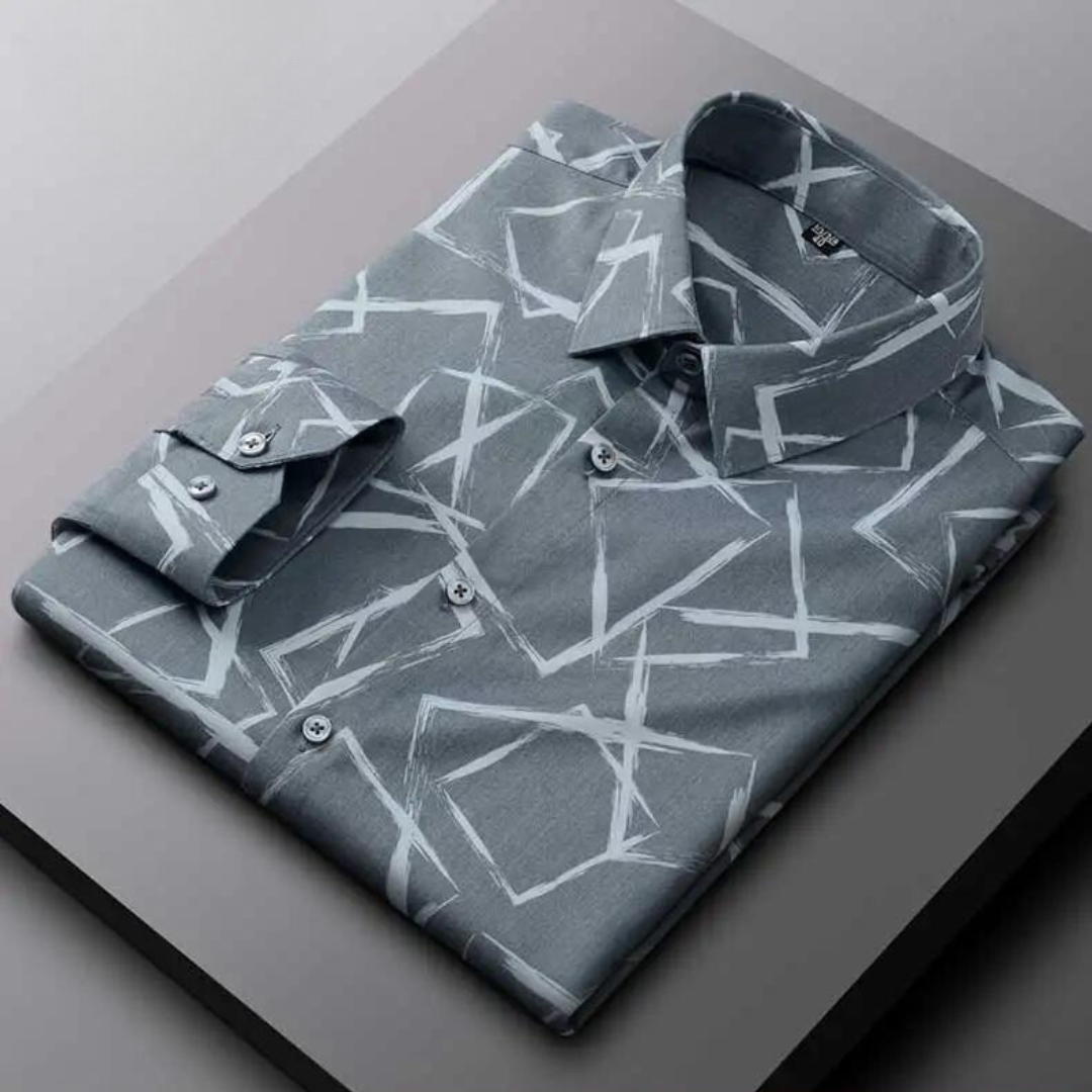 Men’s Printed Dress Shirt | Slim Fit Button-Down | Modern Casual Office Wear