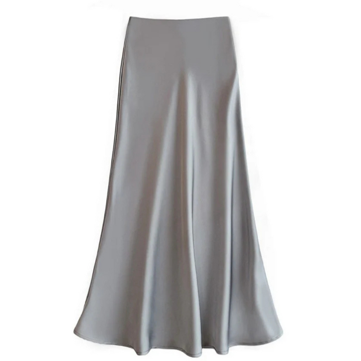 Satin Midi Skirt | Bias-Cut Flow | High-Waist Slip-On Design