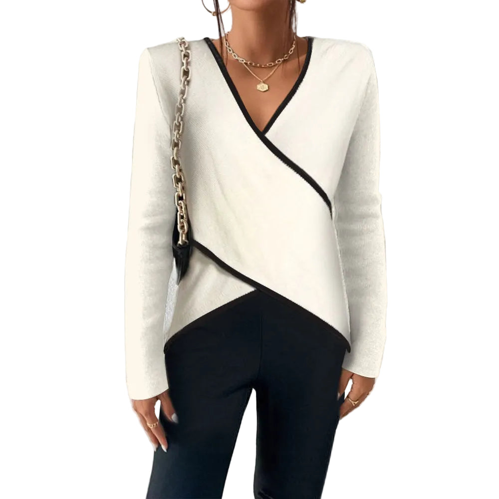 Women’s Elegant Wrap Knit Top with V-Neck