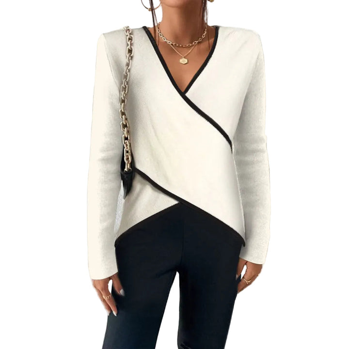 Women’s Elegant Wrap Knit Top with V-Neck