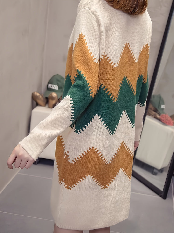 Mirabelle - Women's Chic Color Block Sweater Dress