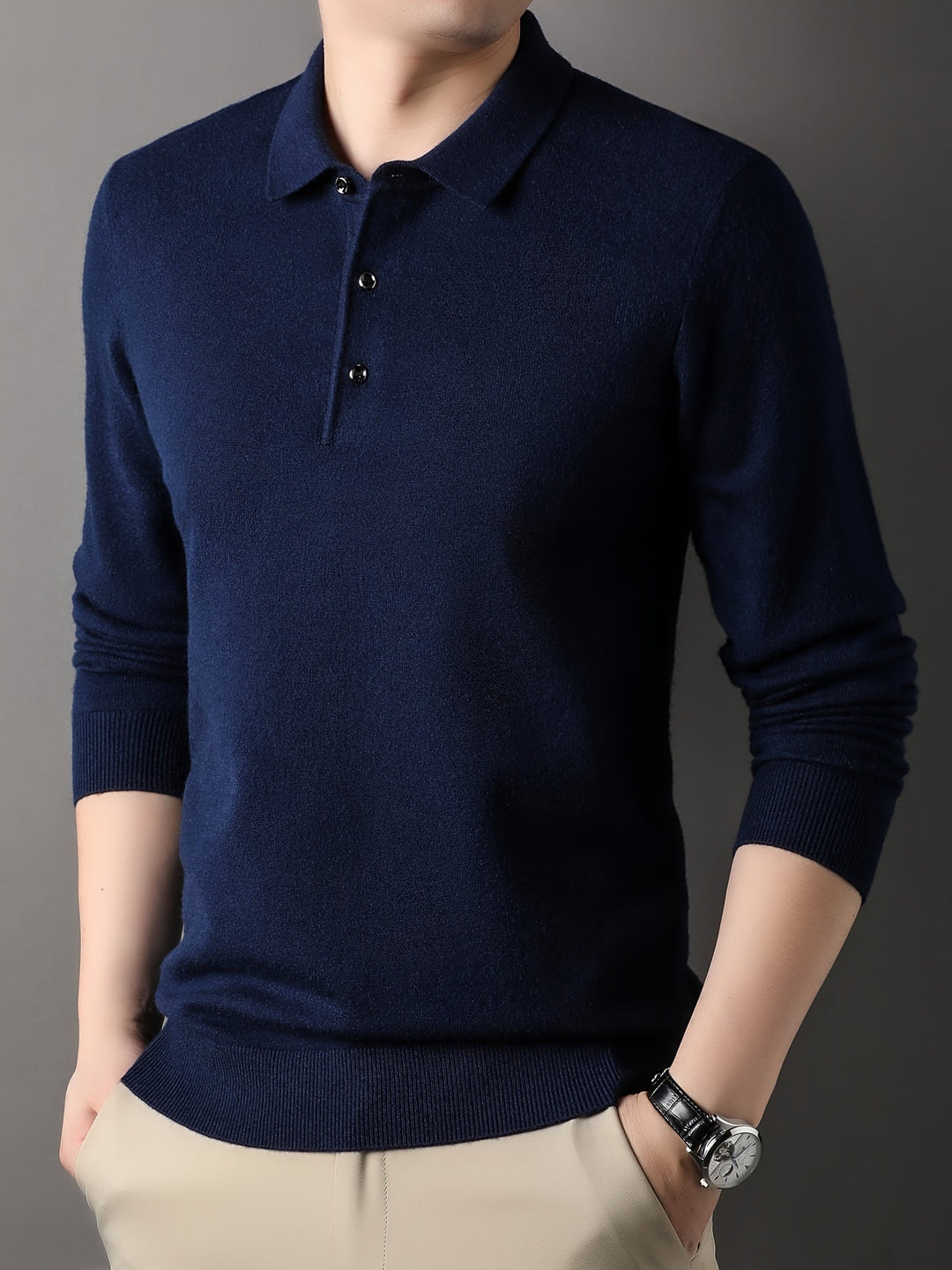 Men’s Knit Polo Sweater | Lightweight Button Collar Pullover | Casual Smart Layer