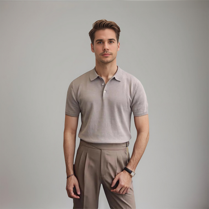 Knit Button Polo Shirt | Soft Touch Fabric with Classic Collar