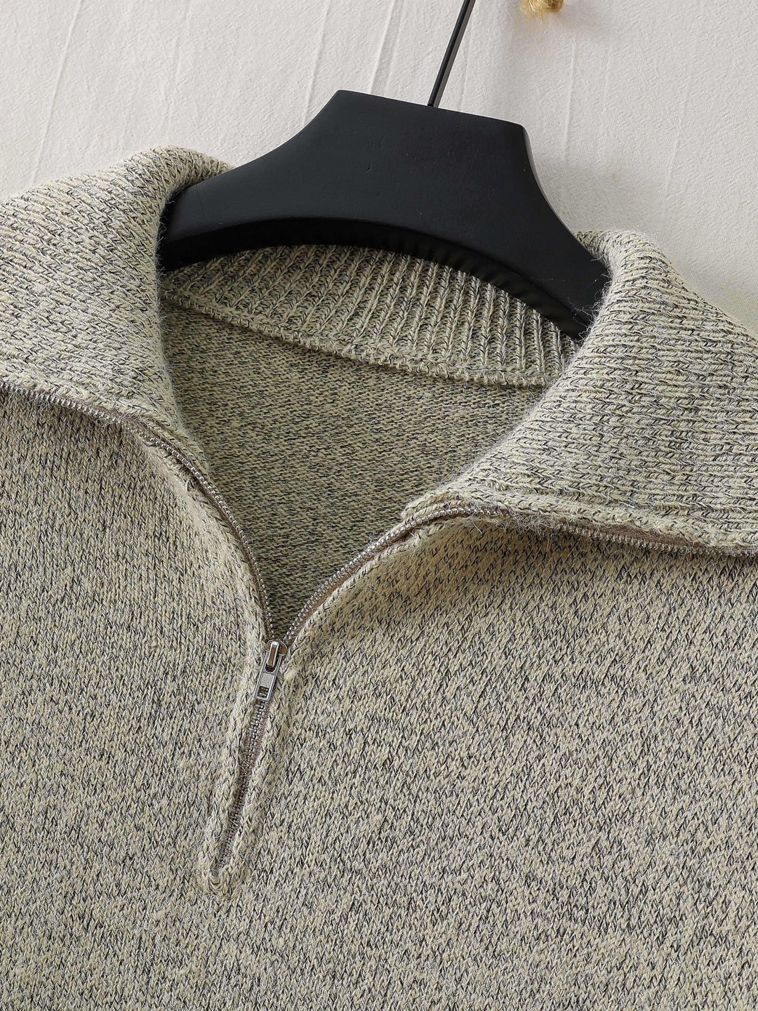 Men’s Half-Zip Mock Neck Sweater | Textured Knit Pullover | Midweight Cotton Blend