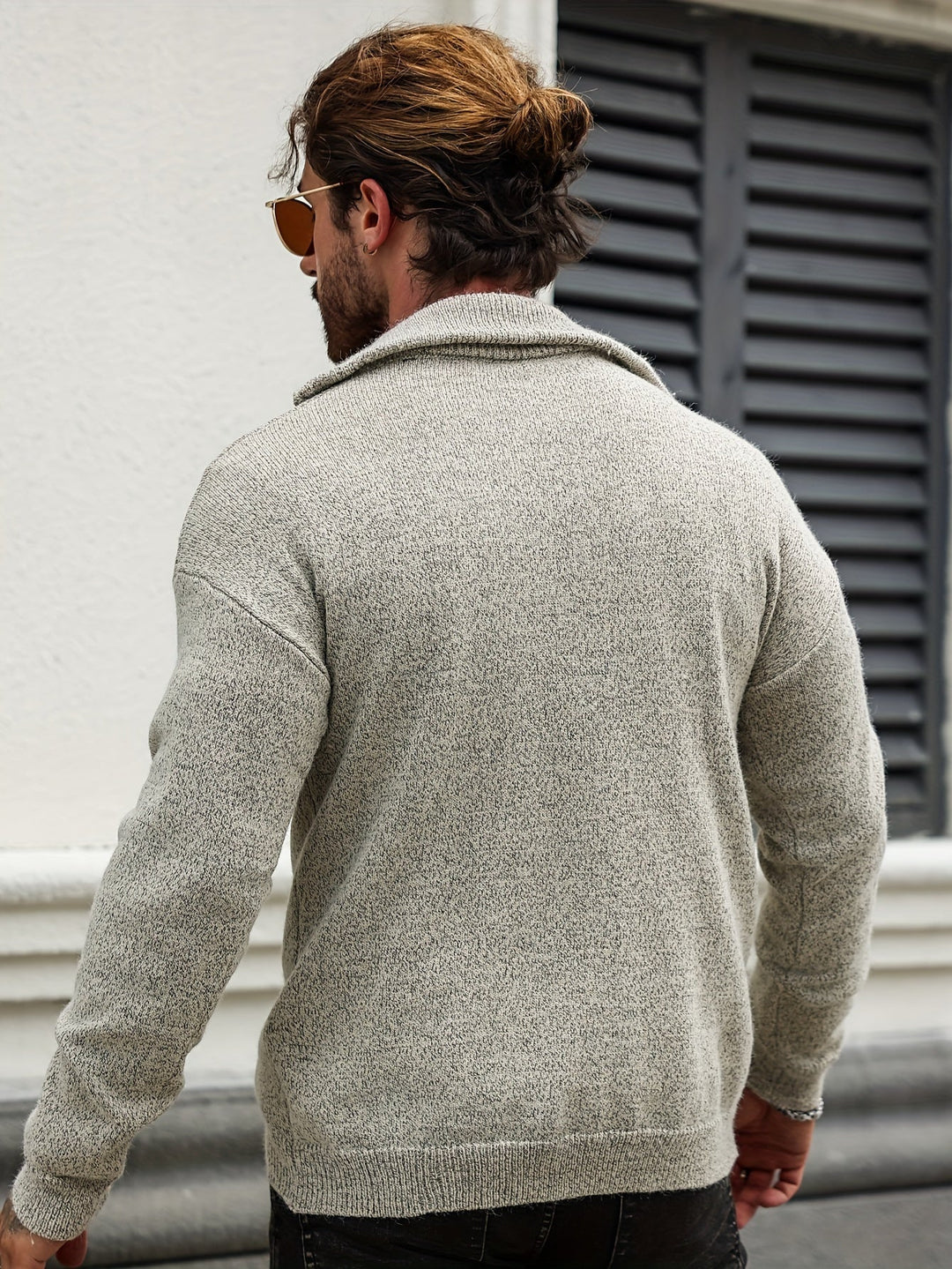Men’s Half-Zip Mock Neck Sweater | Textured Knit Pullover | Midweight Cotton Blend