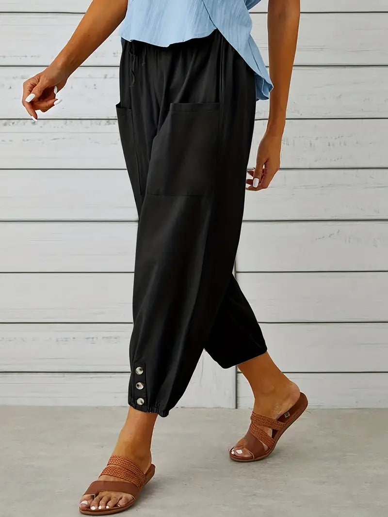 Women's Cropped Jogger Pants | Lightweight Elastic Waist | Casual Summer Lounge Pants