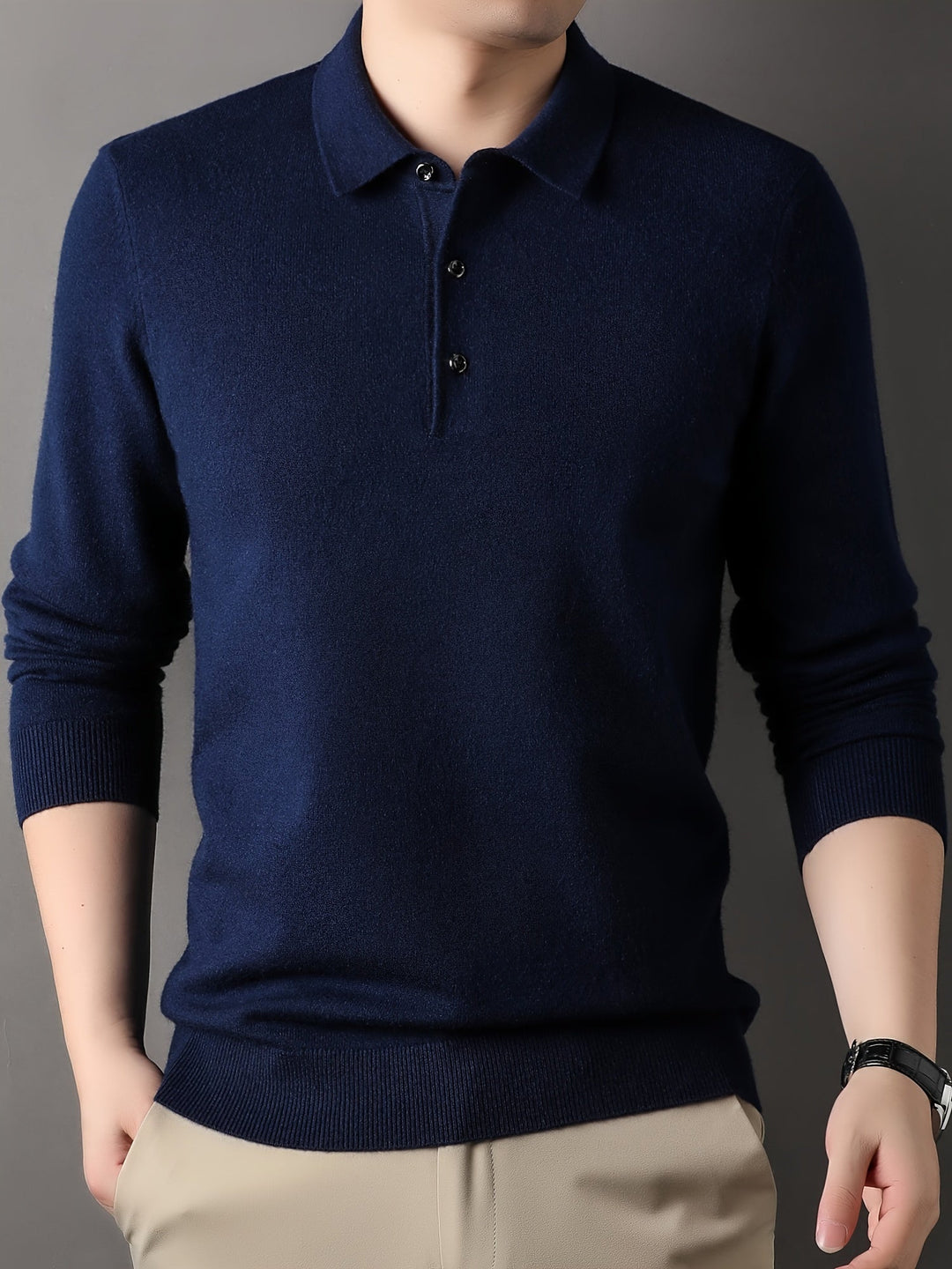 Men’s Knit Polo Sweater | Lightweight Button Collar Pullover | Casual Smart Layer