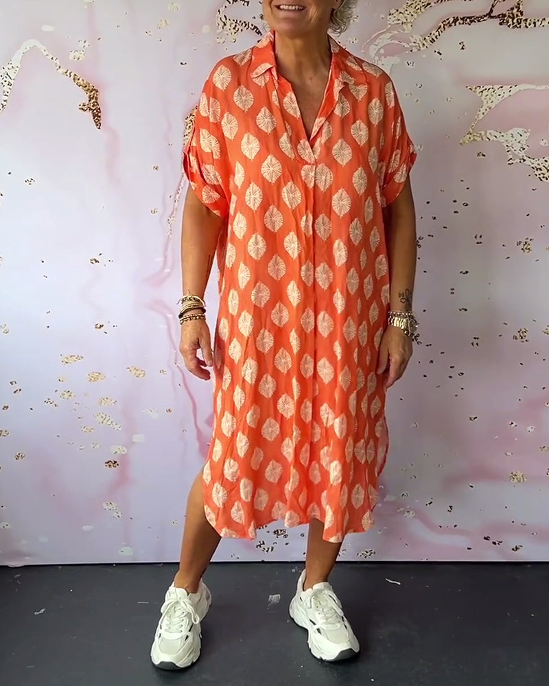 Davina - Loose Fit Short Sleeve Shirt Dress