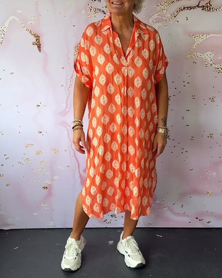 Davina - Loose Fit Short Sleeve Shirt Dress