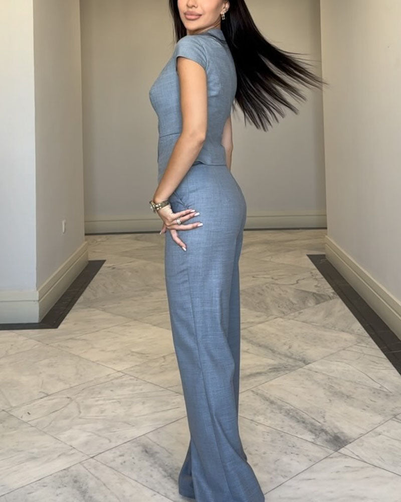 Isolia - V-neck top and pants set