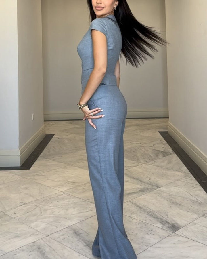 Isolia - V-neck top and pants set