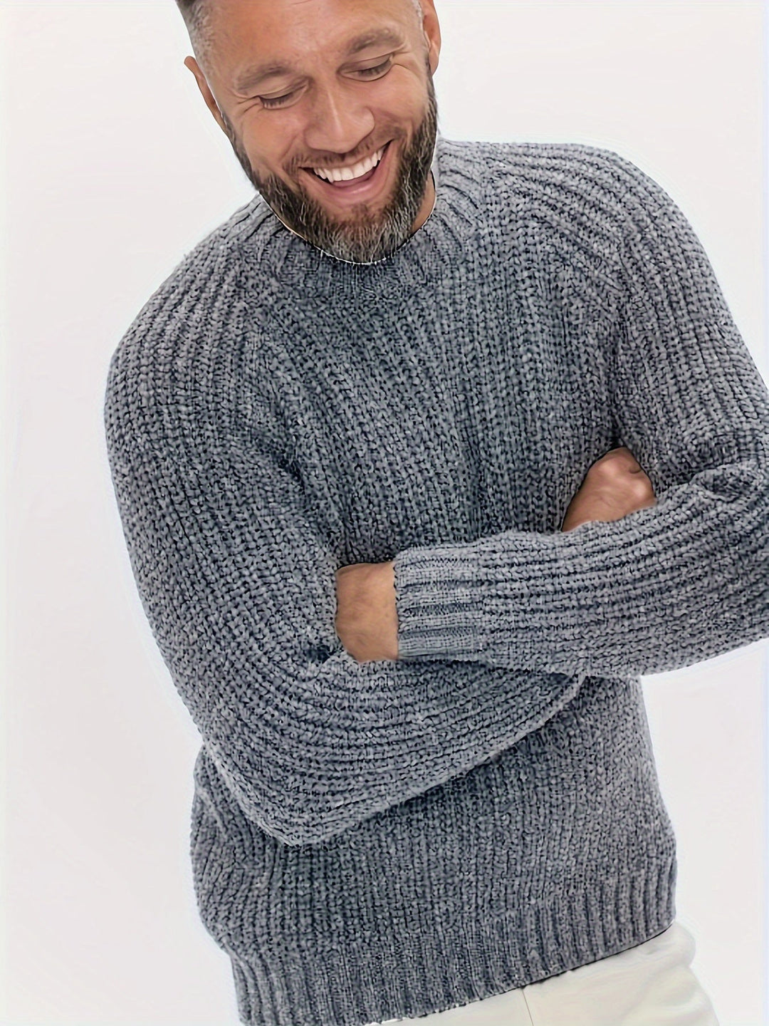 Men’s Chunky Ribbed Knit Sweater | Relaxed Crewneck | Cold-Weather Essential