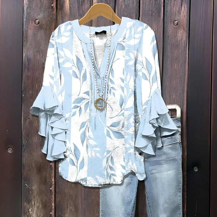 Elyara - Casual blouse with leaf pattern