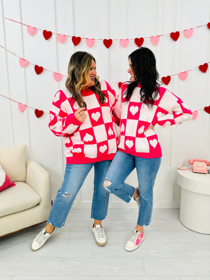 Ottilie - Valentine's Day Sweater with Checkered Hearts