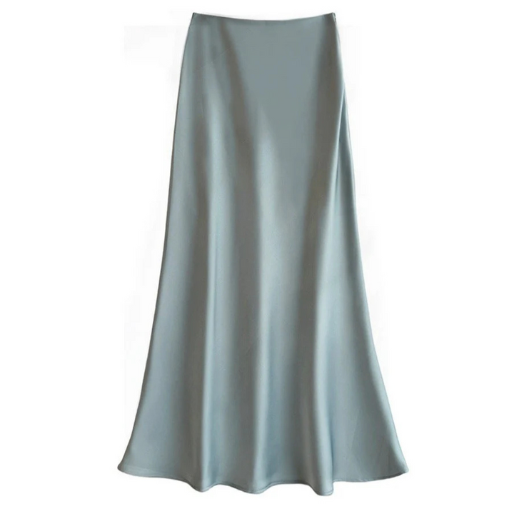 Satin Midi Skirt | Bias-Cut Flow | High-Waist Slip-On Design