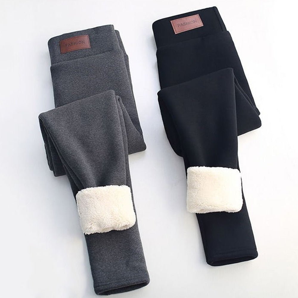 Fleece-Lined Thermal Leggings | Black & White | Polyester Blend | Winter Warmth