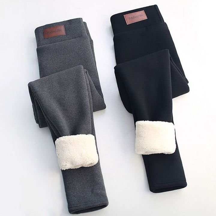 Fleece-Lined Thermal Leggings | Black & White | Polyester Blend | Winter Warmth