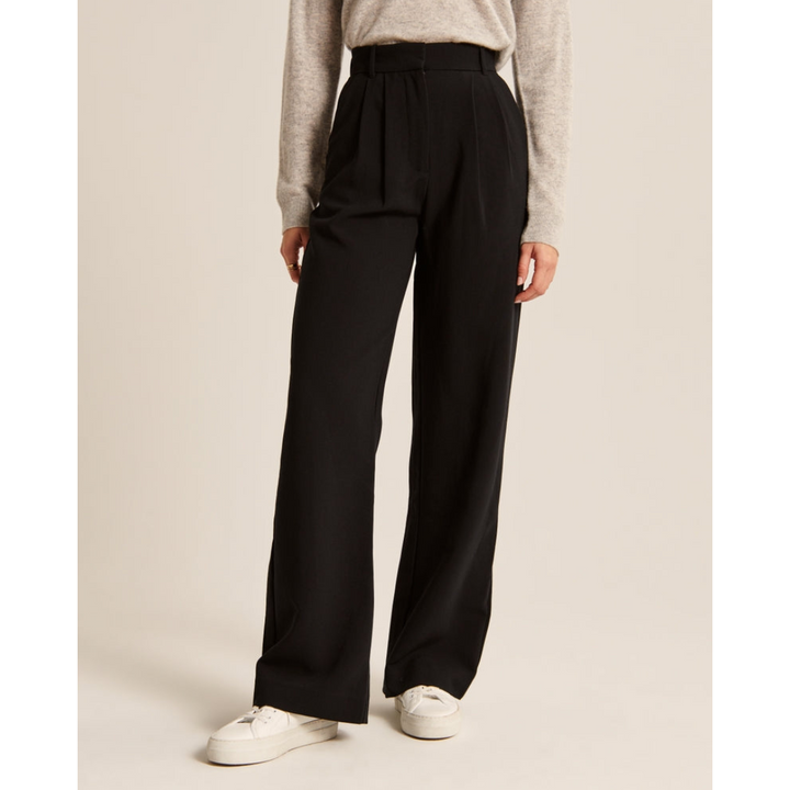 Wide-Leg Pleated Trousers | High-Rise Tailored Fit | Spring Workwear