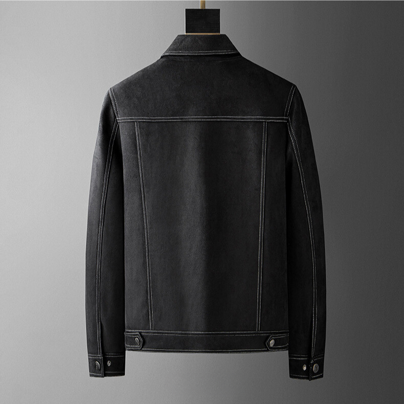 Men’s Suede Trucker Jacket | Classic Button-Up Outerwear for Transitional Weather