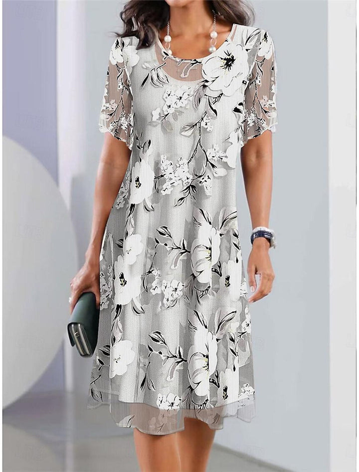 Serenella - Floral Print Pleated Midi Dress for Elegant and Comfortable Style