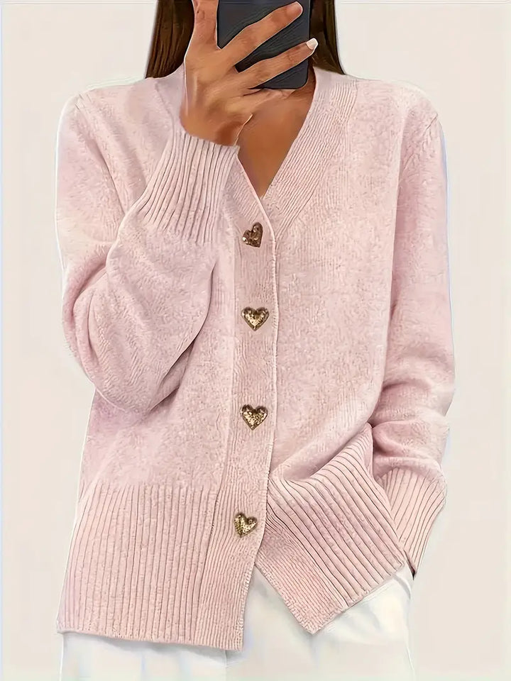 ADELE | Elegant Heart Button Cardigan