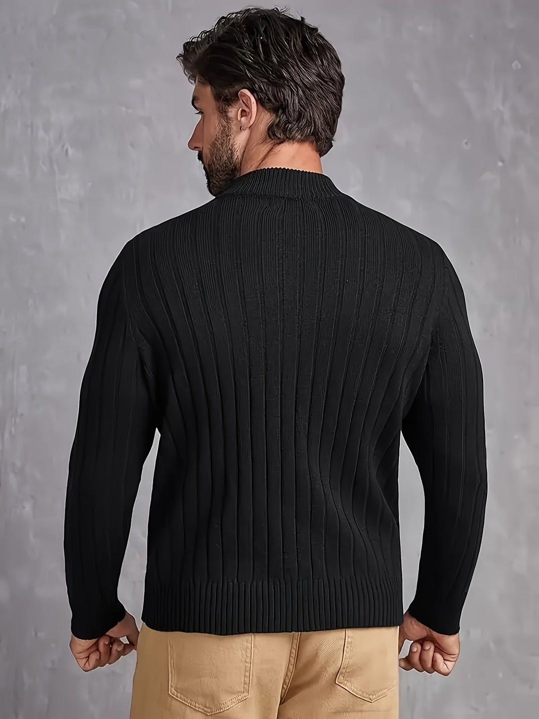 Men’s Ribbed Cable Knit Turtleneck | Heavyweight Winter Sweater | Classic Cold Weather Style