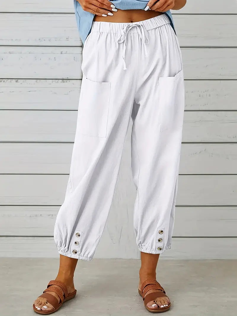 Women's Cropped Jogger Pants | Lightweight Elastic Waist | Casual Summer Lounge Pants