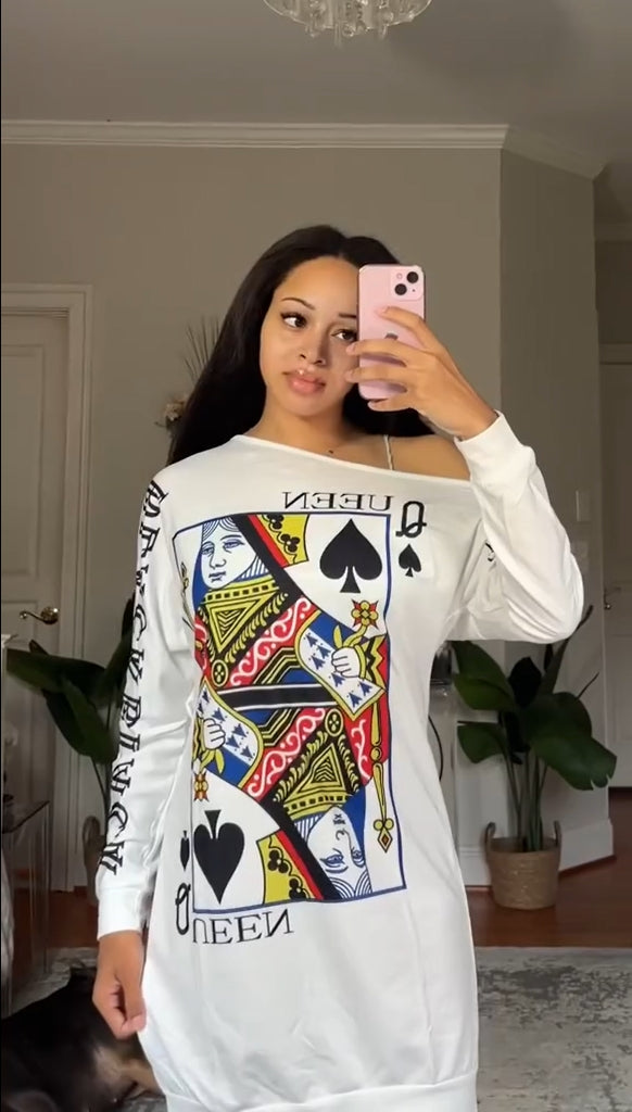 Evarine - Dropped Shoulder Dress with Map Print