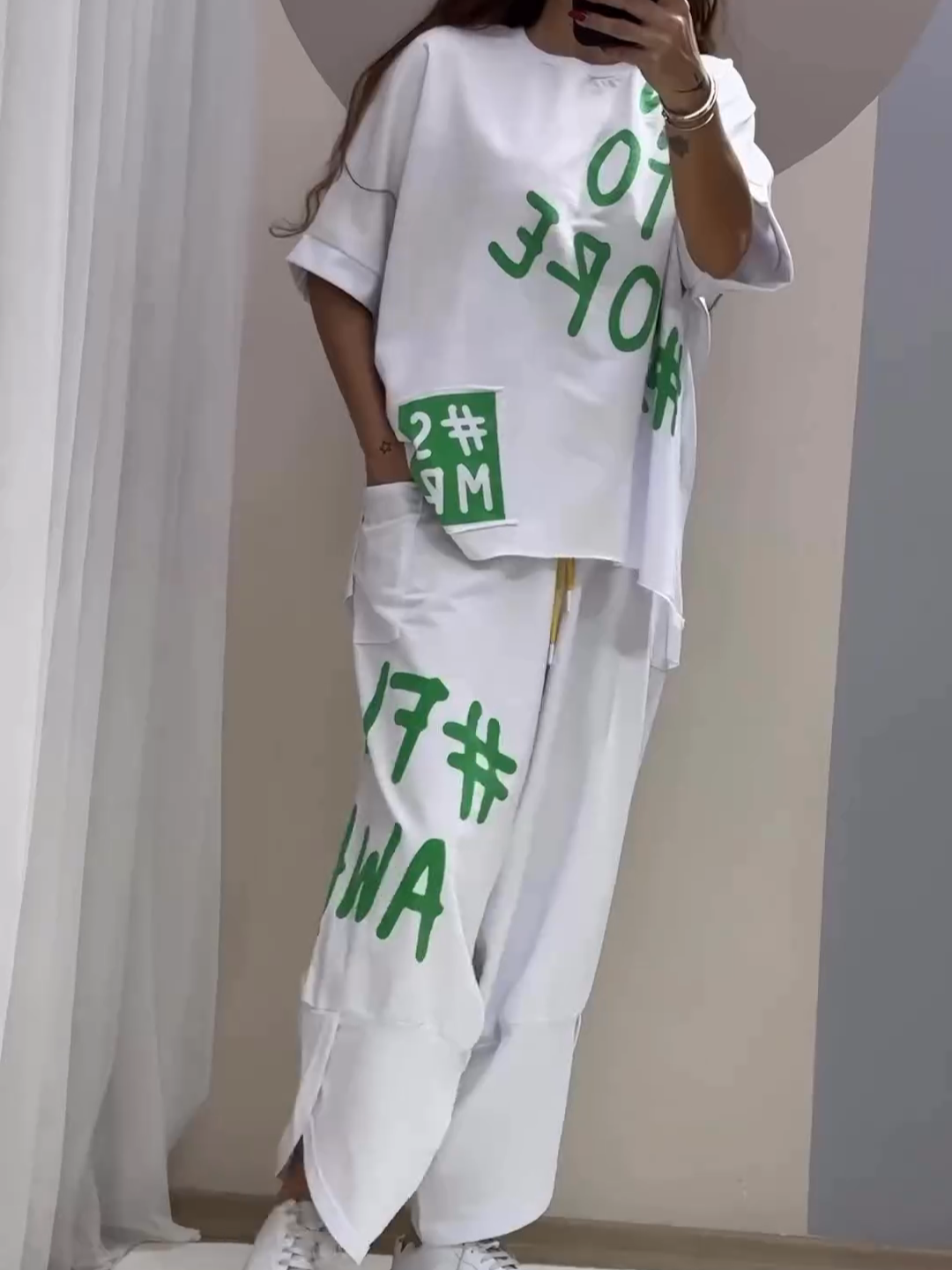 Marilou - Casual Two-Piece Suit with Print and Round Neckline