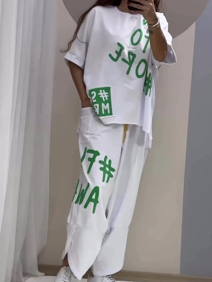 Marilou - Casual Two-Piece Suit with Print and Round Neckline