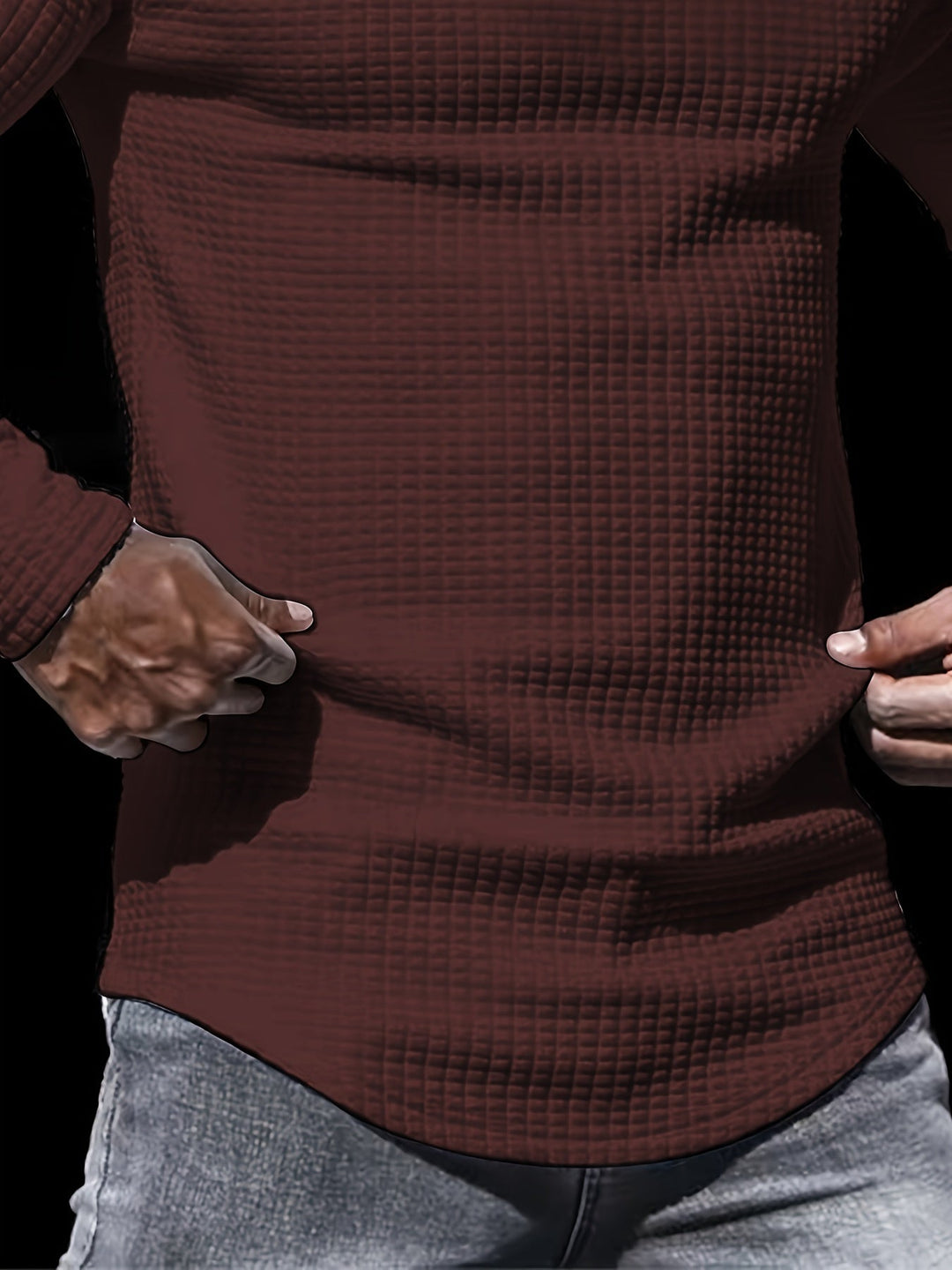 Men’s Athletic Half-Zip Pullover | Lightweight Stretch Waffle Knit | Slim Fit Training Top