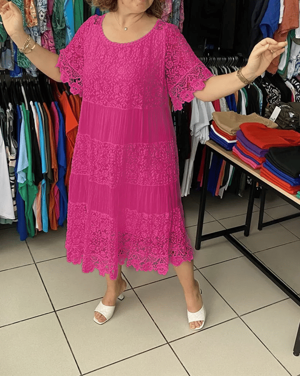 Gwenira - Elegant Plain Lace Dress - Subtle Refinement for All Occasions