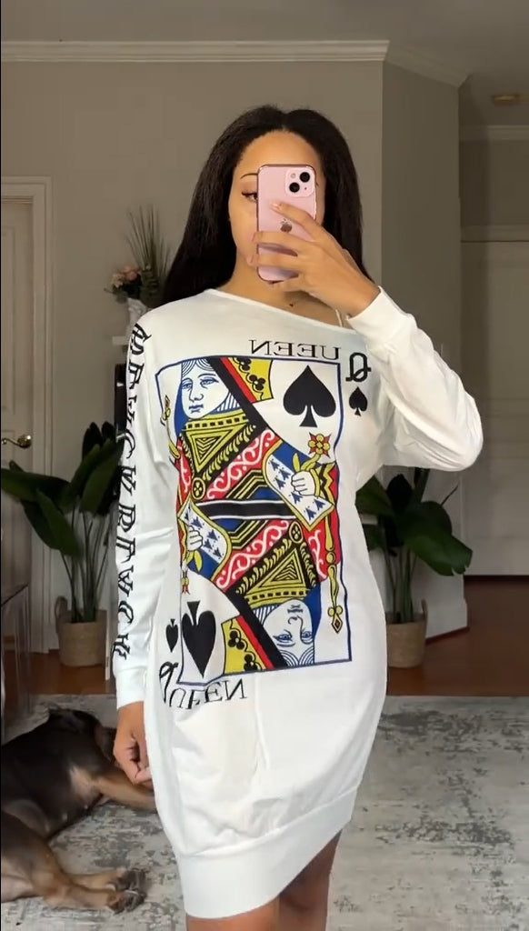 Evarine - Dropped Shoulder Dress with Map Print