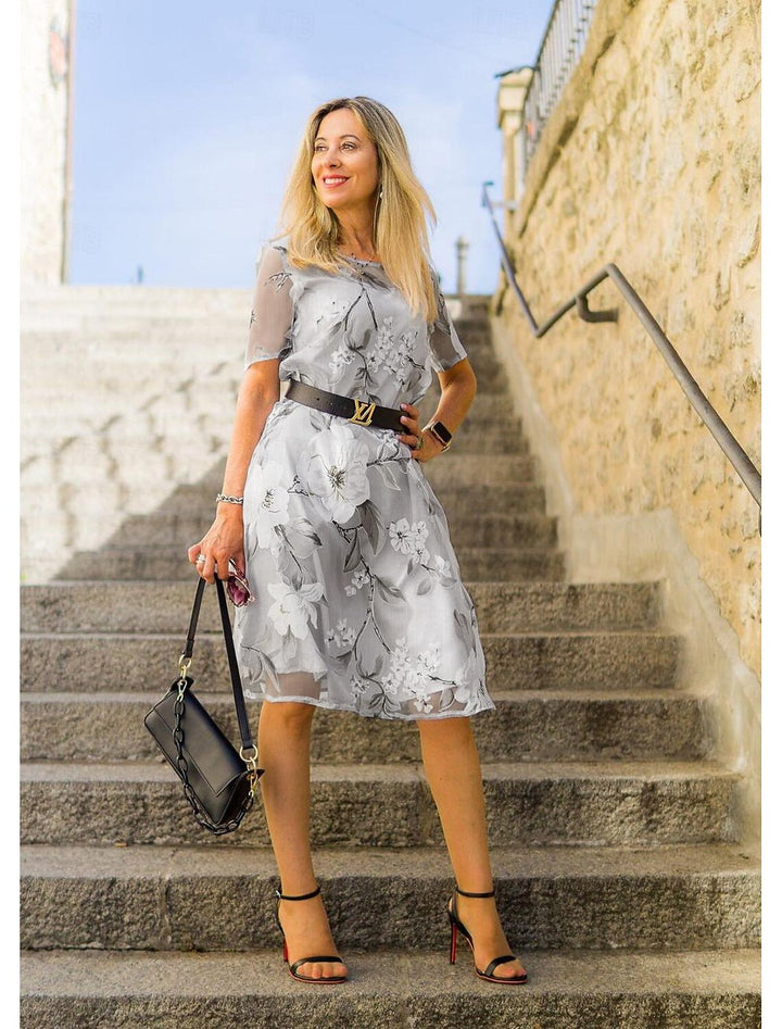 Serenella - Floral Print Pleated Midi Dress for Elegant and Comfortable Style