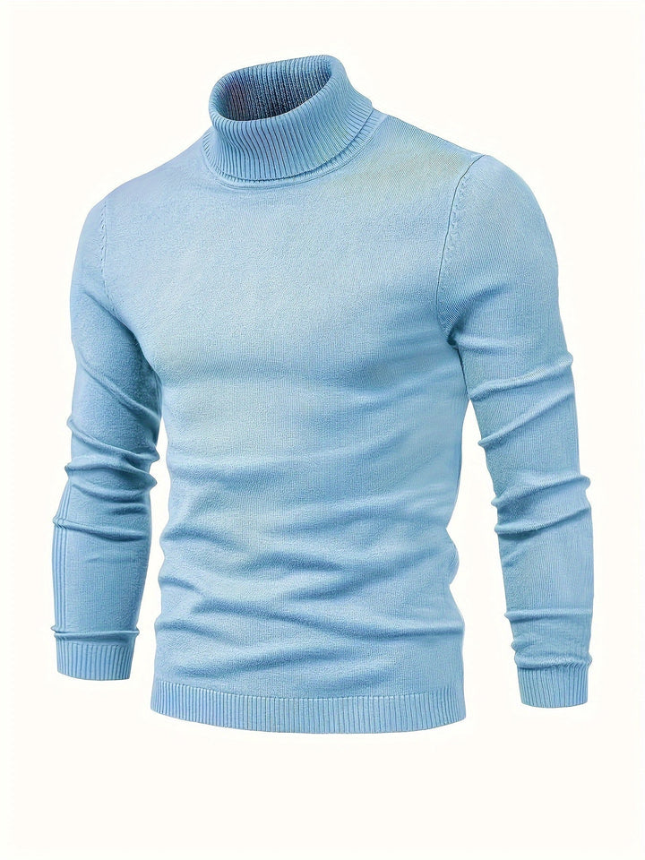 Men's Slim Fit Turtleneck Sweater | Ribbed Cuffs & Hem | Lightweight Fall Layer