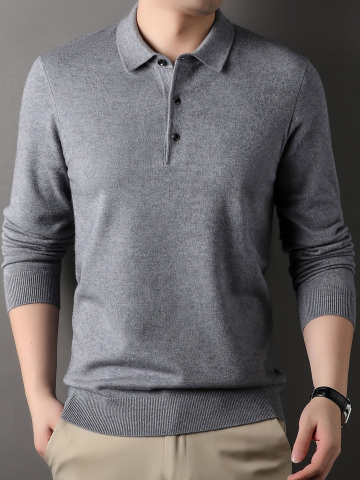 Men’s Knit Polo Sweater | Lightweight Button Collar Pullover | Casual Smart Layer