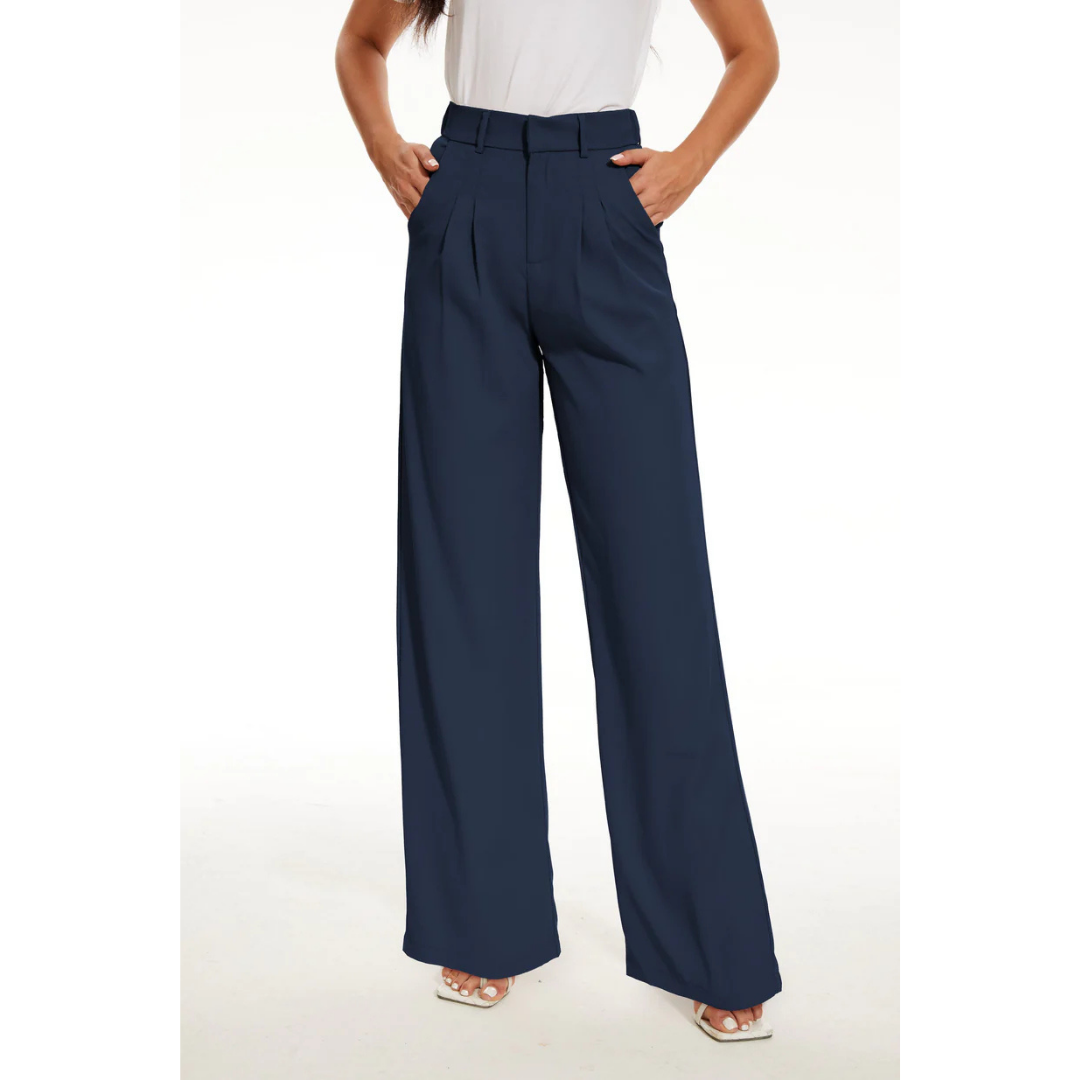 High-Waisted Wide-Leg Trousers | Pleated Front | Tailored Office Pants