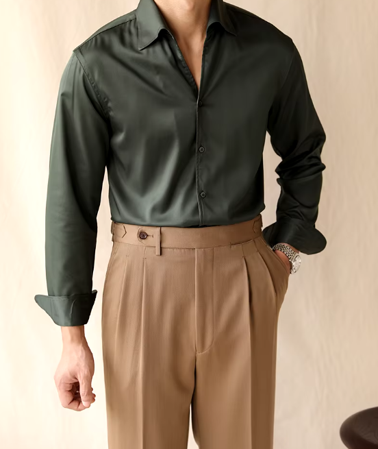 Slim Fit Dress Shirt | Soft Drape Viscose | Spread Collar