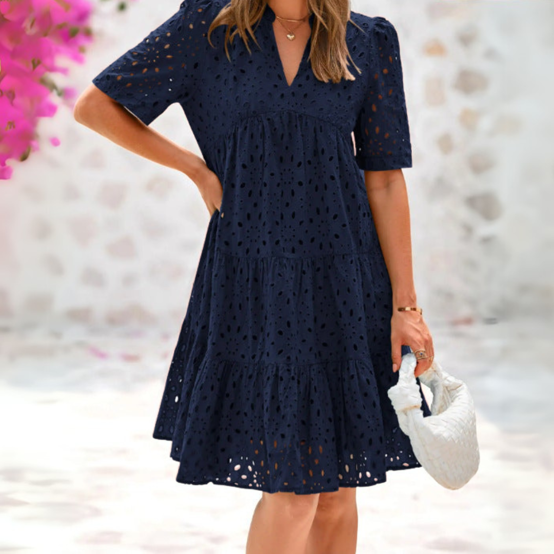 Cressida - Elegant Ruched Lace Dress for an Unforgettable Summer