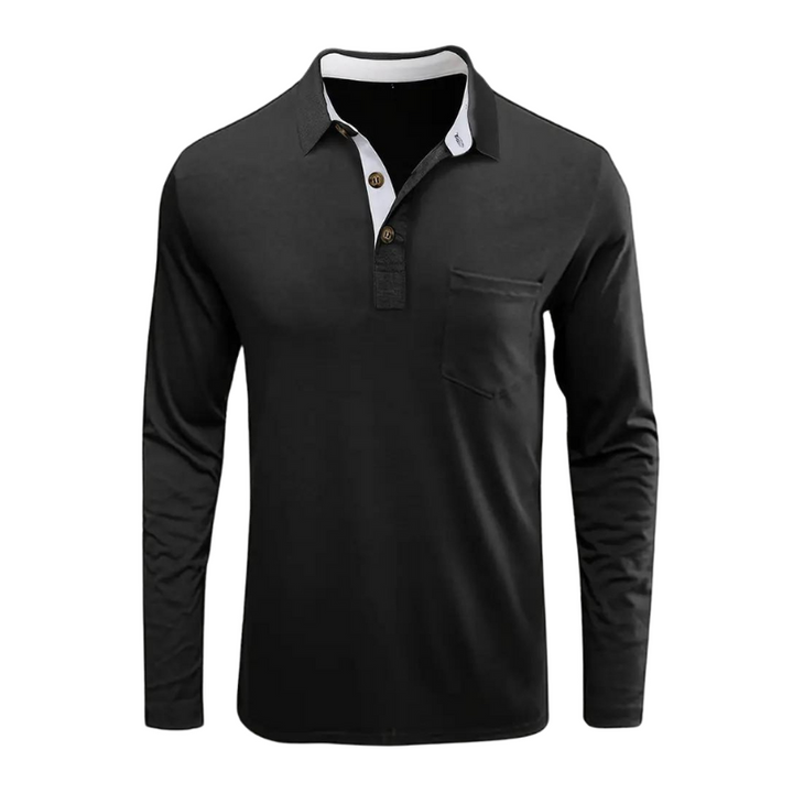 Men's Long Sleeve Polo Shirt | Textured Knit | Casual Workwear Essential